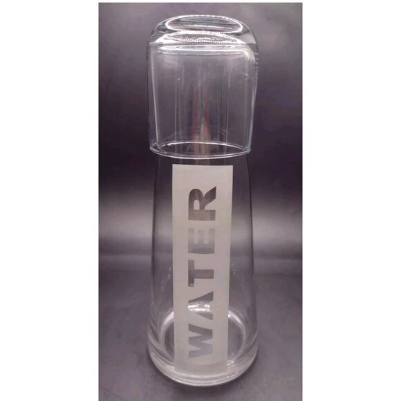 Mid Century Modern Torre & Tagus Etched Tumble - Up Water Carafe With Glass - Picture 2 of 3